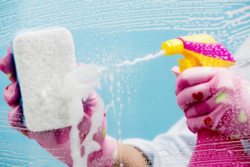Cleaner working in a Wembley kitchen and living area